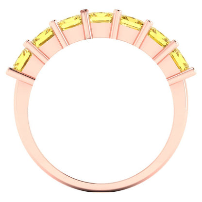 1.75 cttw Natural Citrine Princess Cut Rose Gold Eternity Wedding Band