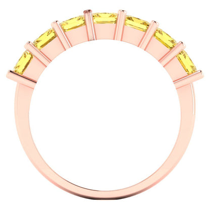 1.75 cttw Simulated Yellow Diamond Princess Cut Rose Gold Eternity Wedding Band