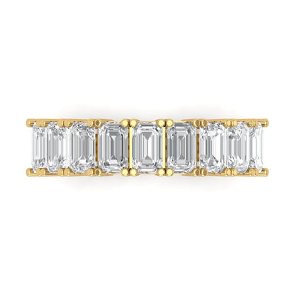 2.61 cttw Simulated Diamond Emerald Cut Yellow Gold Eternity Wedding Band