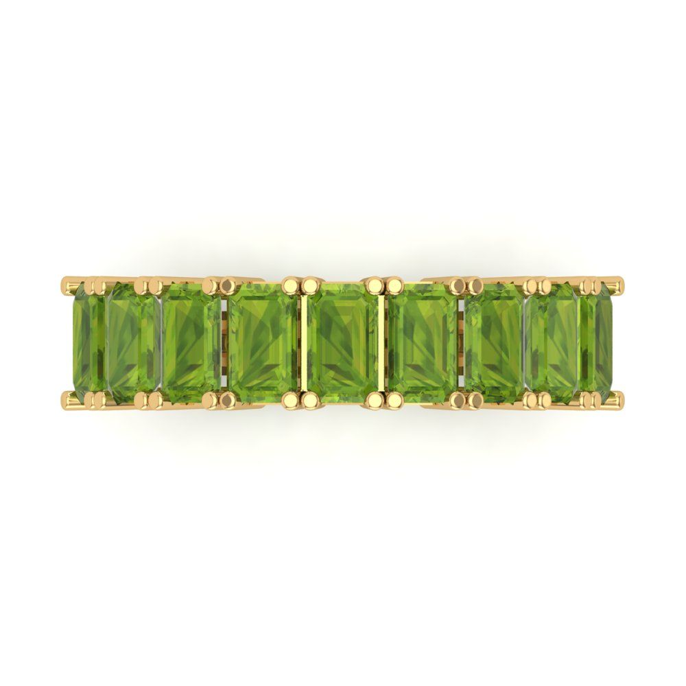 2.61 cttw Natural Peridot Emerald Cut Yellow Gold Eternity Wedding Band
