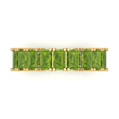 2.61 cttw Natural Peridot Emerald Cut Yellow Gold Eternity Wedding Band