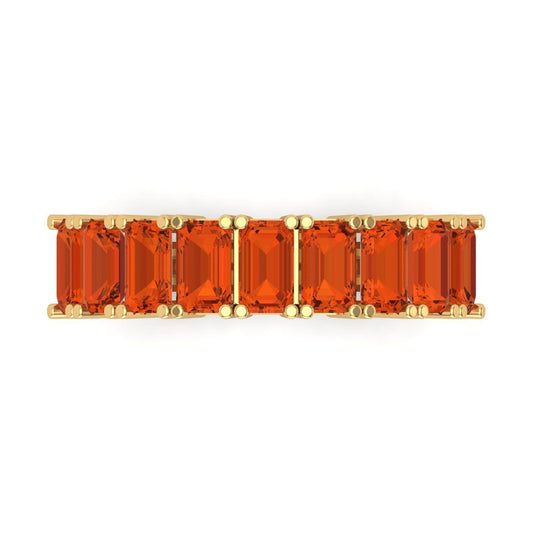 2.61 cttw Simulated Red Diamond Emerald Cut Yellow Gold Eternity Wedding Band