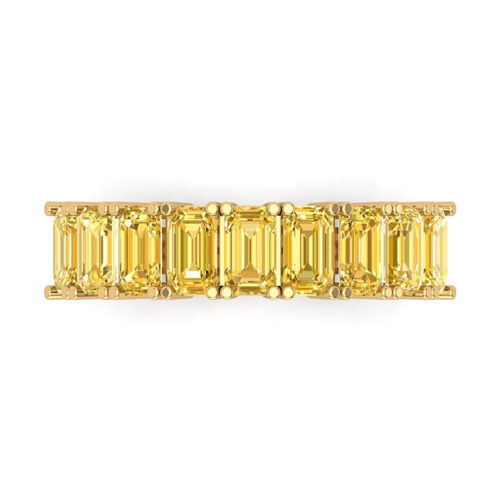 2.61 cttw Natural Citrine Emerald Cut Yellow Gold Eternity Wedding Band