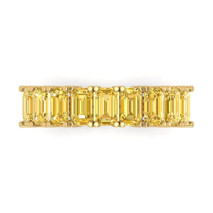 2.61 cttw Natural Citrine Emerald Cut Yellow Gold Eternity Wedding Band