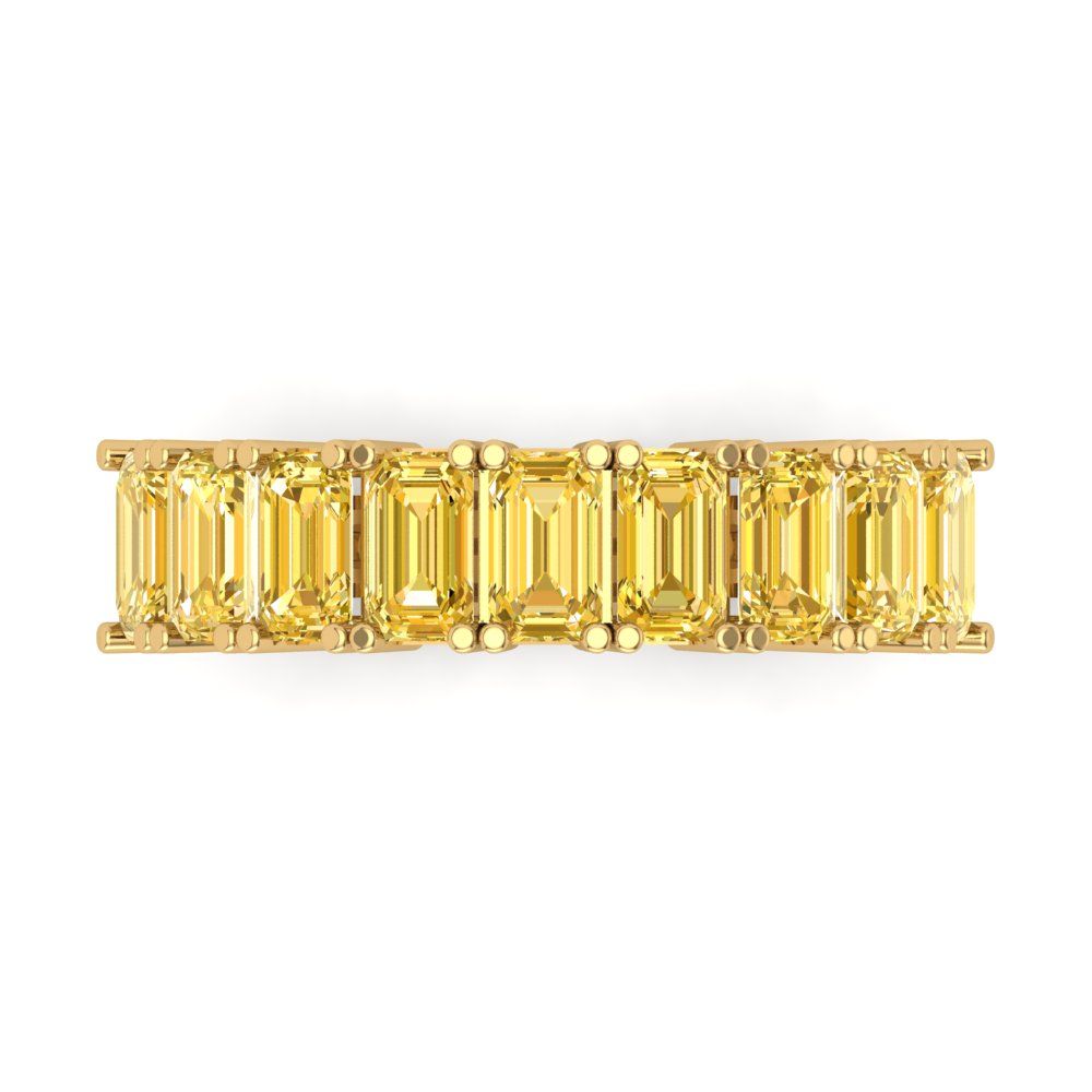 2.61 cttw Simulated Yellow Diamond Emerald Cut Yellow Gold Eternity Wedding Band