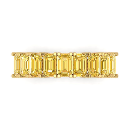 2.61 cttw Simulated Yellow Diamond Emerald Cut Yellow Gold Eternity Wedding Band