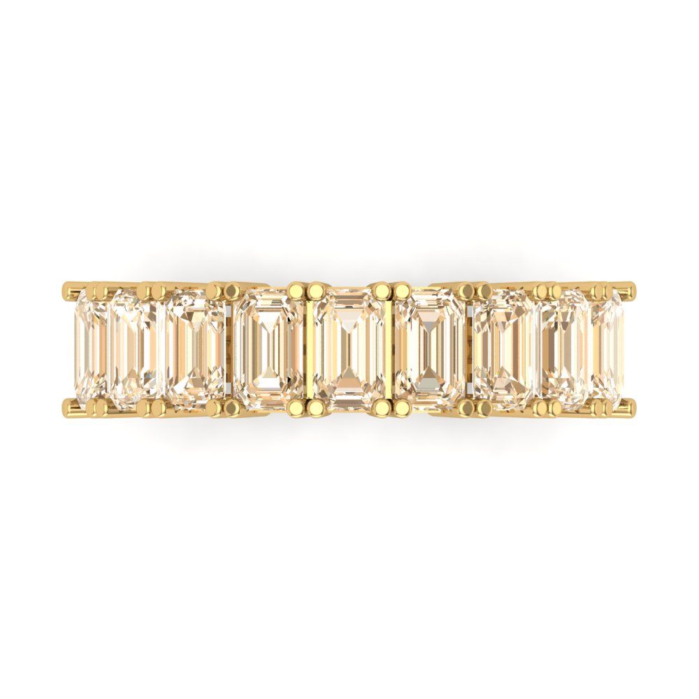 2.61 cttw Natural Morganite Emerald Cut Yellow Gold Eternity Wedding Band
