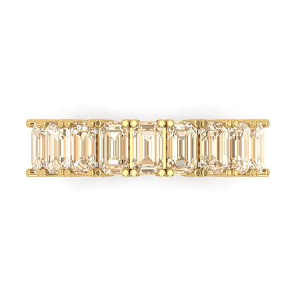 2.61 cttw Natural Morganite Emerald Cut Yellow Gold Eternity Wedding Band