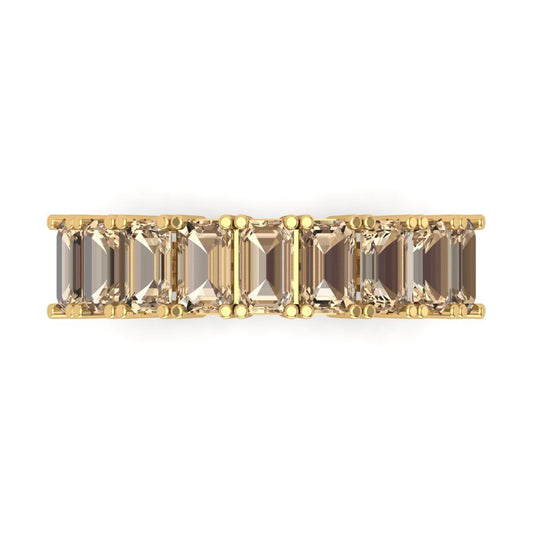2.61 cttw Yellow Moissanite Emerald Cut Yellow Gold Eternity Wedding Band