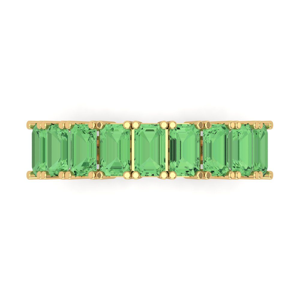 2.61 cttw Simulated Green Diamond Emerald Cut Yellow Gold Eternity Wedding Band