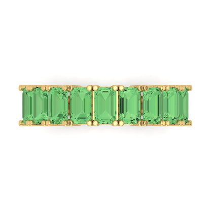 2.61 cttw Simulated Green Diamond Emerald Cut Yellow Gold Eternity Wedding Band