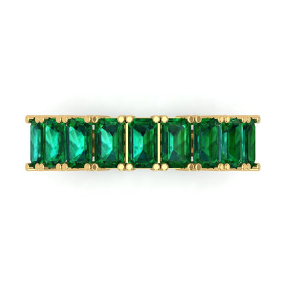 2.61 cttw Simulated Emerald Emerald Cut Yellow Gold Eternity Wedding Band