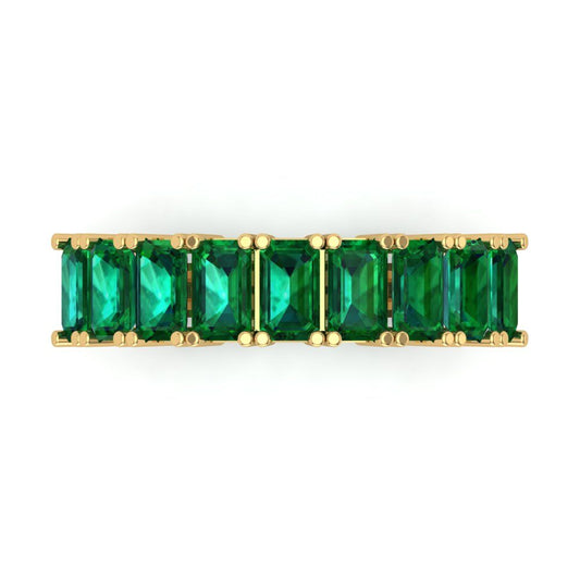 2.61 cttw Simulated Emerald Emerald Cut Yellow Gold Eternity Wedding Band