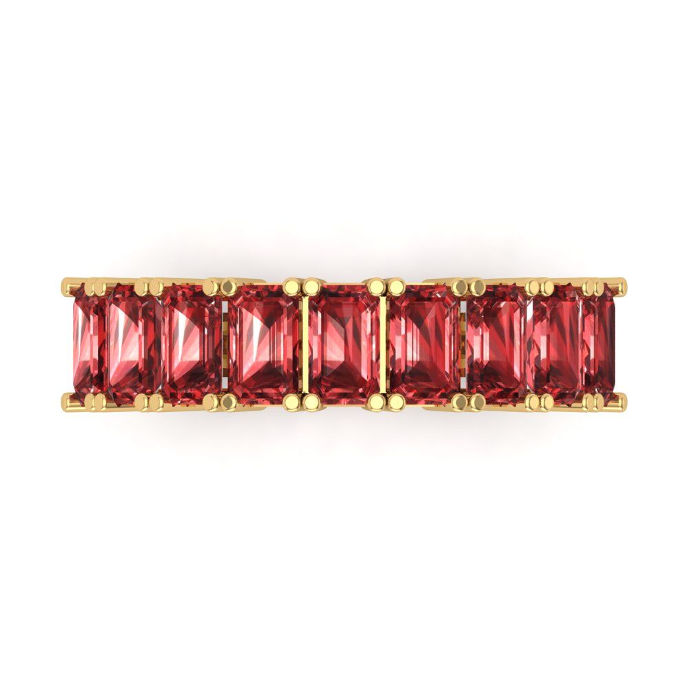 2.61 cttw Natural Garnet Emerald Cut Yellow Gold Eternity Wedding Band