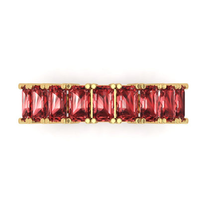 2.61 cttw Natural Garnet Emerald Cut Yellow Gold Eternity Wedding Band