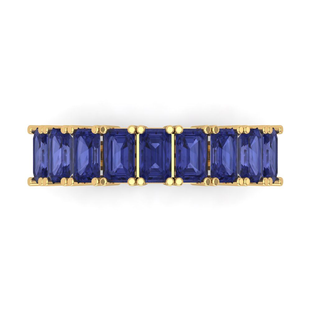 2.61 cttw Simulated Tanzanite Emerald Cut Yellow Gold Eternity Wedding Band