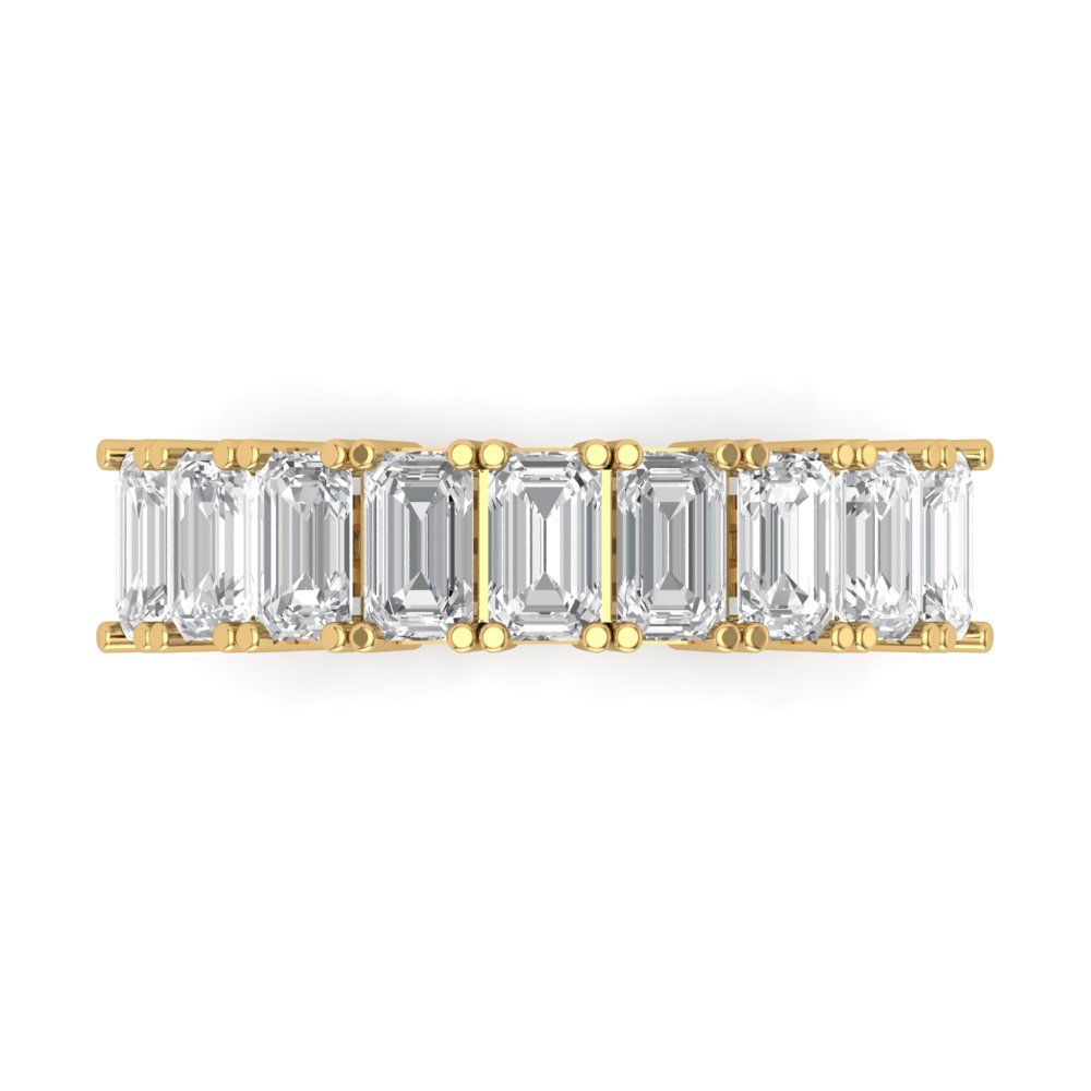 2.61 cttw White Sapphire Emerald Cut Yellow Gold Eternity Wedding Band