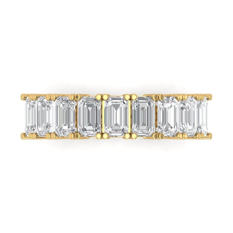 2.61 ct Brilliant Emerald Cut Natural Diamond Stone Clarity SI1-2 Color G-H Yellow Gold Eternity Band