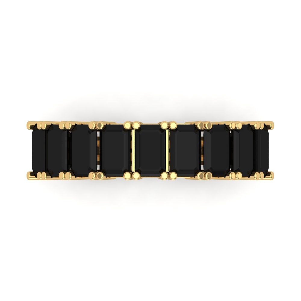 2.61 cttw Natural Onyx Emerald Cut Yellow Gold Eternity Wedding Band