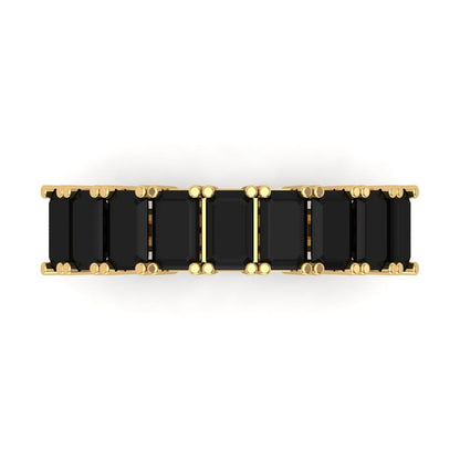 2.61 cttw Natural Onyx Emerald Cut Yellow Gold Eternity Wedding Band