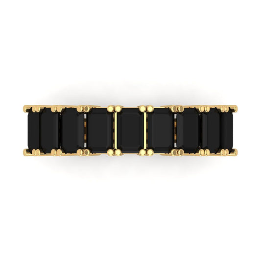 2.61 cttw Natural Onyx Emerald Cut Yellow Gold Eternity Wedding Band