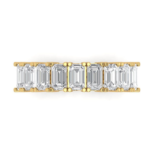 2.61 cttw Moissanite Emerald Cut Yellow Gold Eternity Wedding Band
