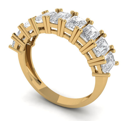 2.61 cttw Simulated Diamond Emerald Cut Yellow Gold Eternity Wedding Band