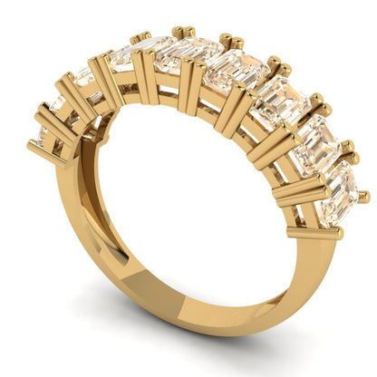 2.61 cttw Natural Morganite Emerald Cut Yellow Gold Eternity Wedding Band