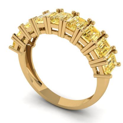 2.61 cttw Yellow Moissanite Emerald Cut Yellow Gold Eternity Wedding Band