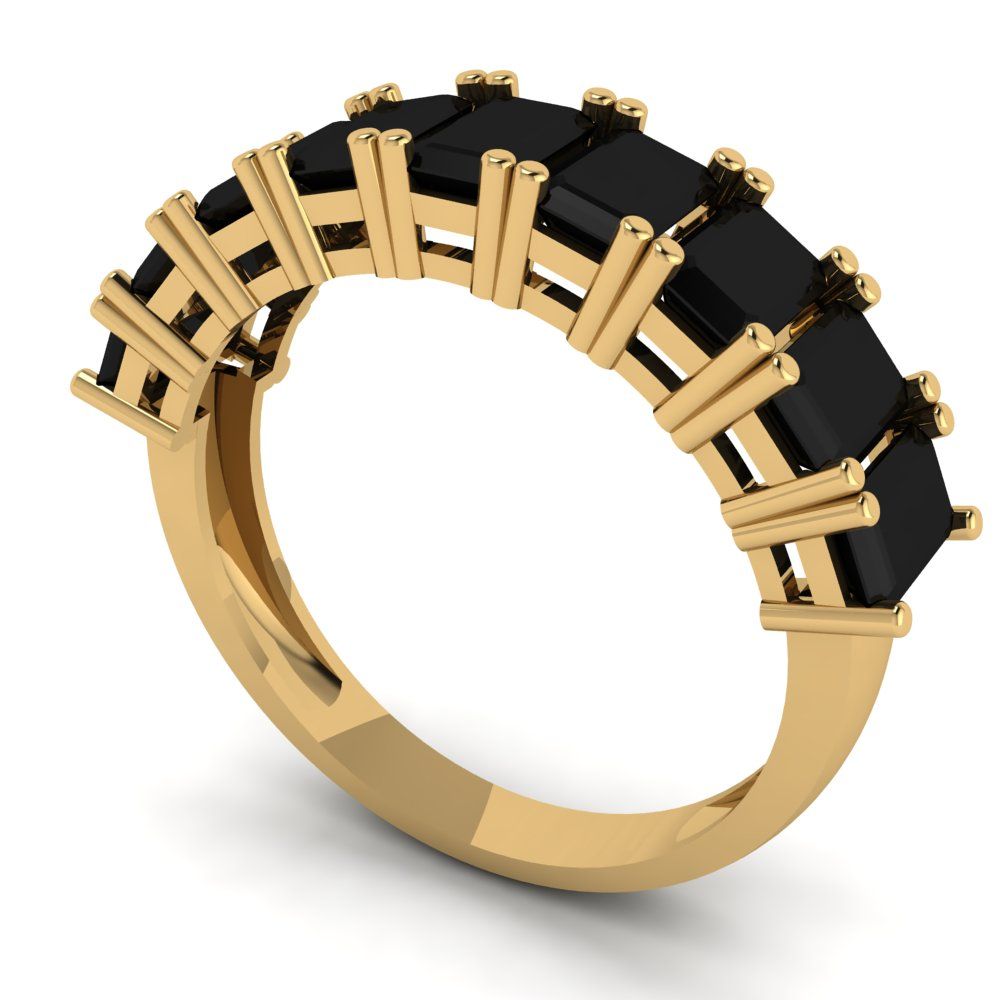 2.61 cttw Natural Onyx Emerald Cut Yellow Gold Eternity Wedding Band