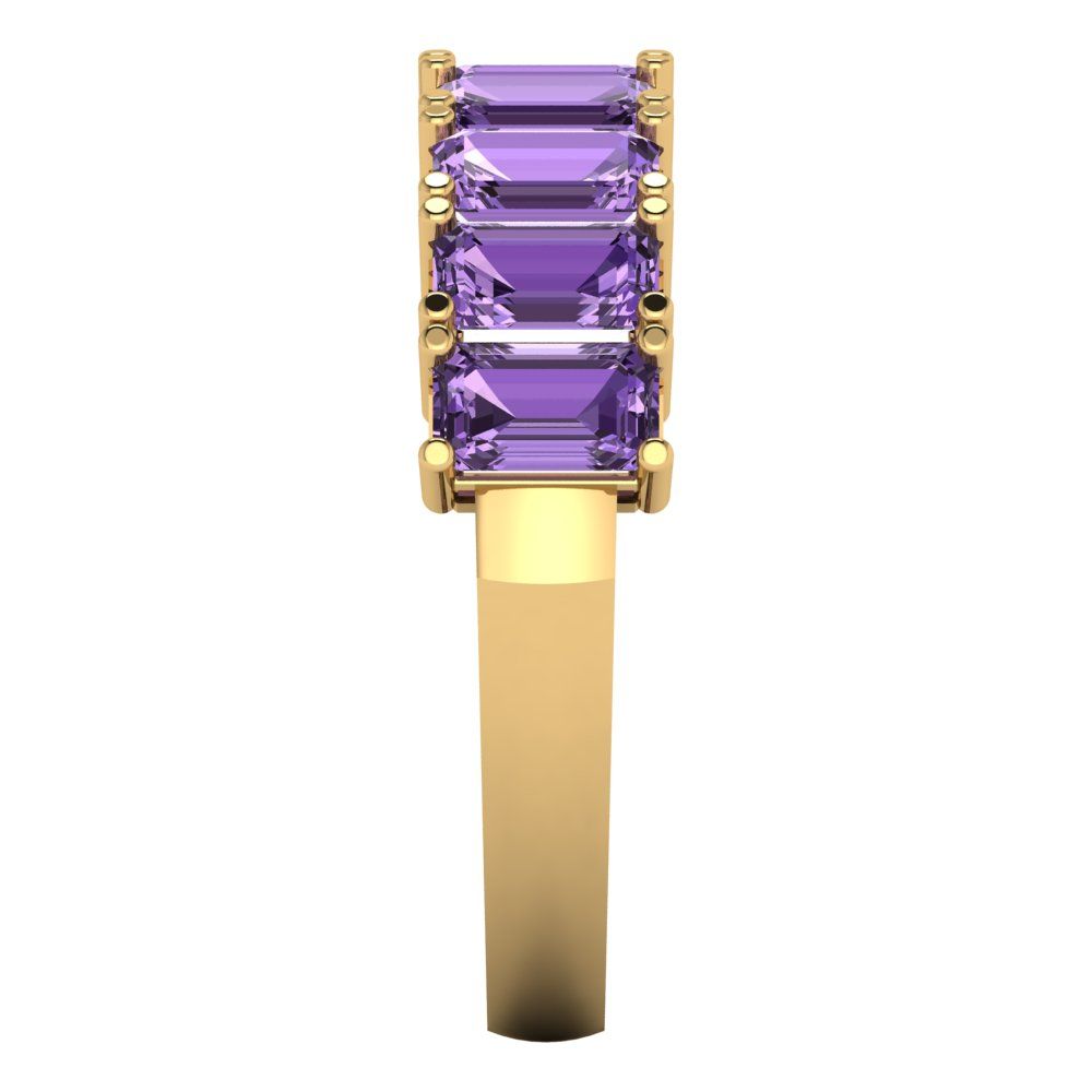 2.61 cttw Simulated Alexandrite Emerald Cut Yellow Gold Eternity Wedding Band