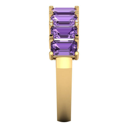 2.61 cttw Simulated Alexandrite Emerald Cut Yellow Gold Eternity Wedding Band