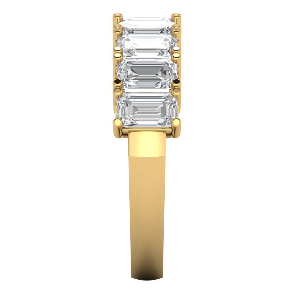 2.61 cttw Simulated Diamond Emerald Cut Yellow Gold Eternity Wedding Band