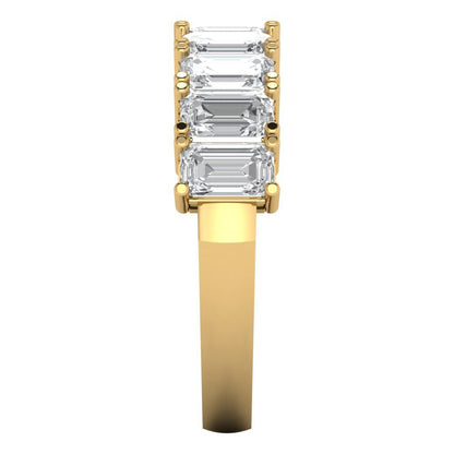 2.61 cttw Simulated Diamond Emerald Cut Yellow Gold Eternity Wedding Band