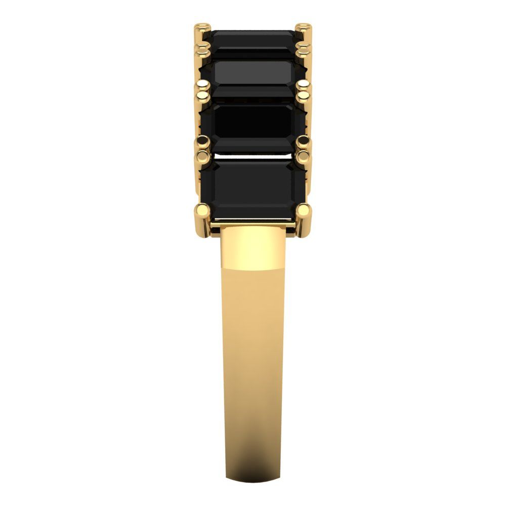 2.61 cttw Natural Onyx Emerald Cut Yellow Gold Eternity Wedding Band