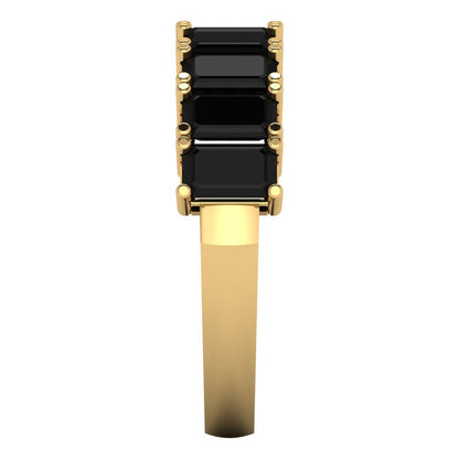 2.61 cttw Natural Onyx Emerald Cut Yellow Gold Eternity Wedding Band