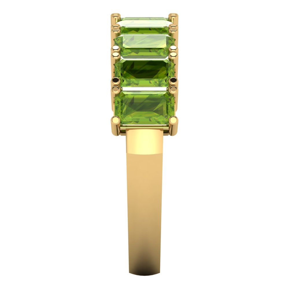 2.61 cttw Natural Peridot Emerald Cut Yellow Gold Eternity Wedding Band