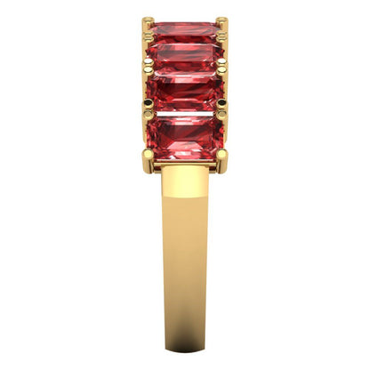 2.61 cttw Natural Garnet Emerald Cut Yellow Gold Eternity Wedding Band