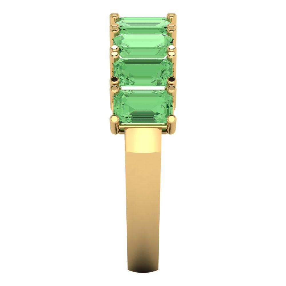 2.61 cttw Simulated Green Diamond Emerald Cut Yellow Gold Eternity Wedding Band