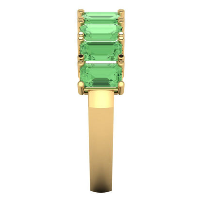 2.61 cttw Simulated Green Diamond Emerald Cut Yellow Gold Eternity Wedding Band