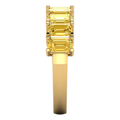 2.61 cttw Natural Citrine Emerald Cut Yellow Gold Eternity Wedding Band