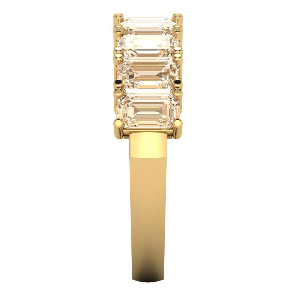 2.61 cttw Natural Morganite Emerald Cut Yellow Gold Eternity Wedding Band