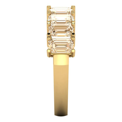 2.61 cttw Natural Morganite Emerald Cut Yellow Gold Eternity Wedding Band