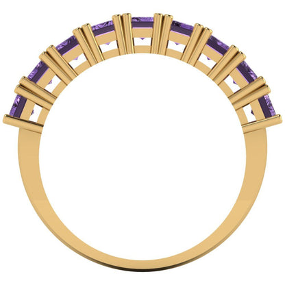 2.61 cttw Simulated Alexandrite Emerald Cut Yellow Gold Eternity Wedding Band