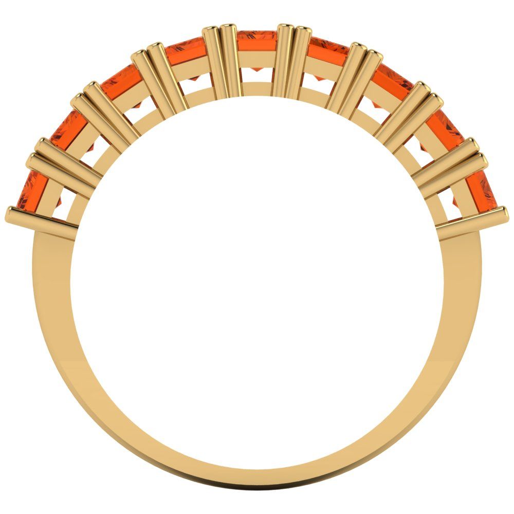 2.61 cttw Simulated Pink Tourmaline Emerald Cut Yellow Gold Eternity Wedding Band