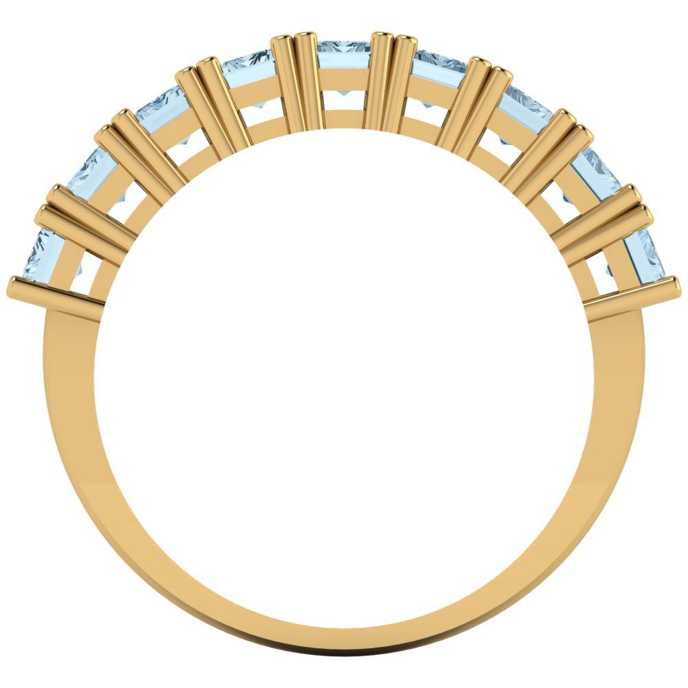 2.61 cttw Natural Aquamarine Emerald Cut Yellow Gold Eternity Wedding Band