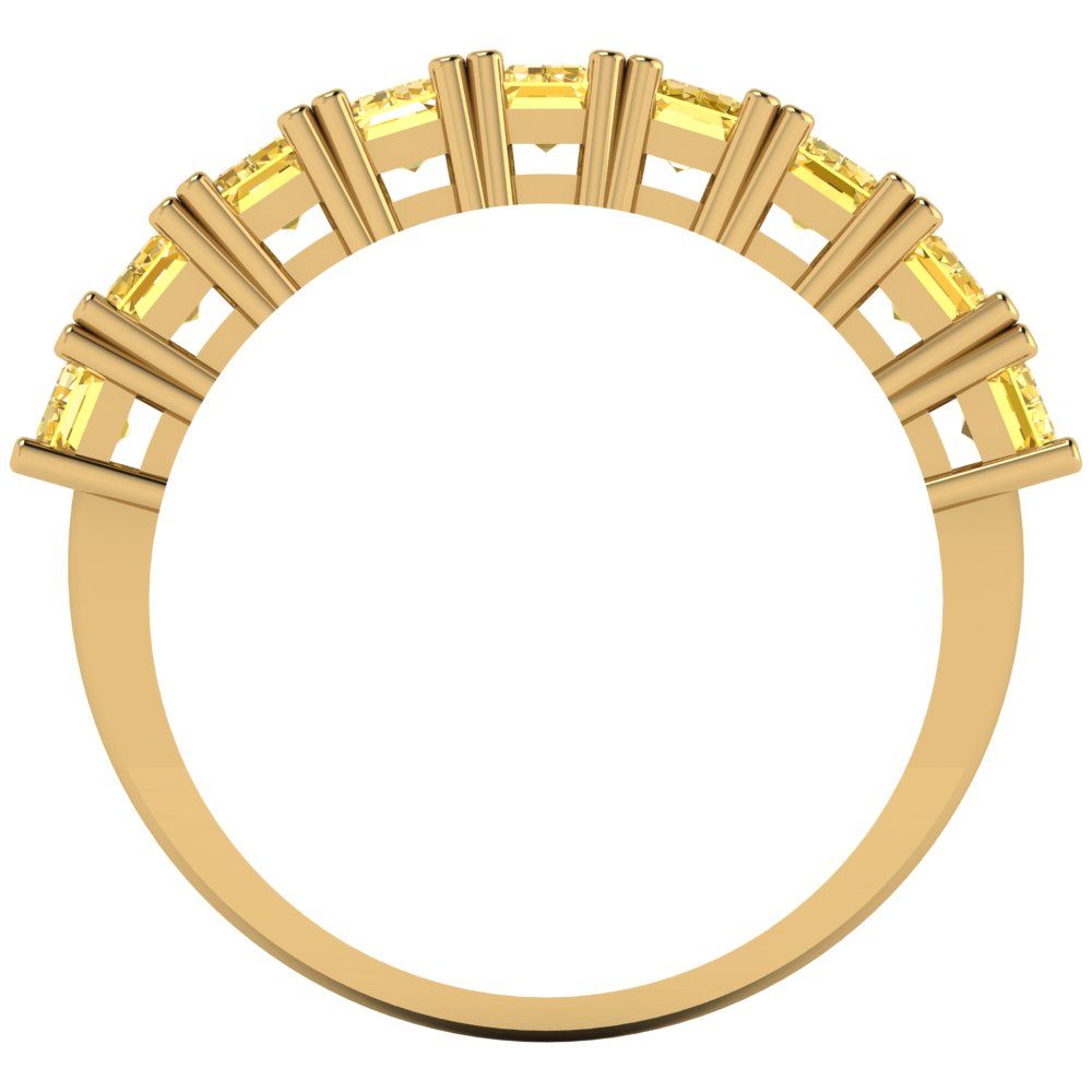 2.61 cttw Natural Citrine Emerald Cut Yellow Gold Eternity Wedding Band