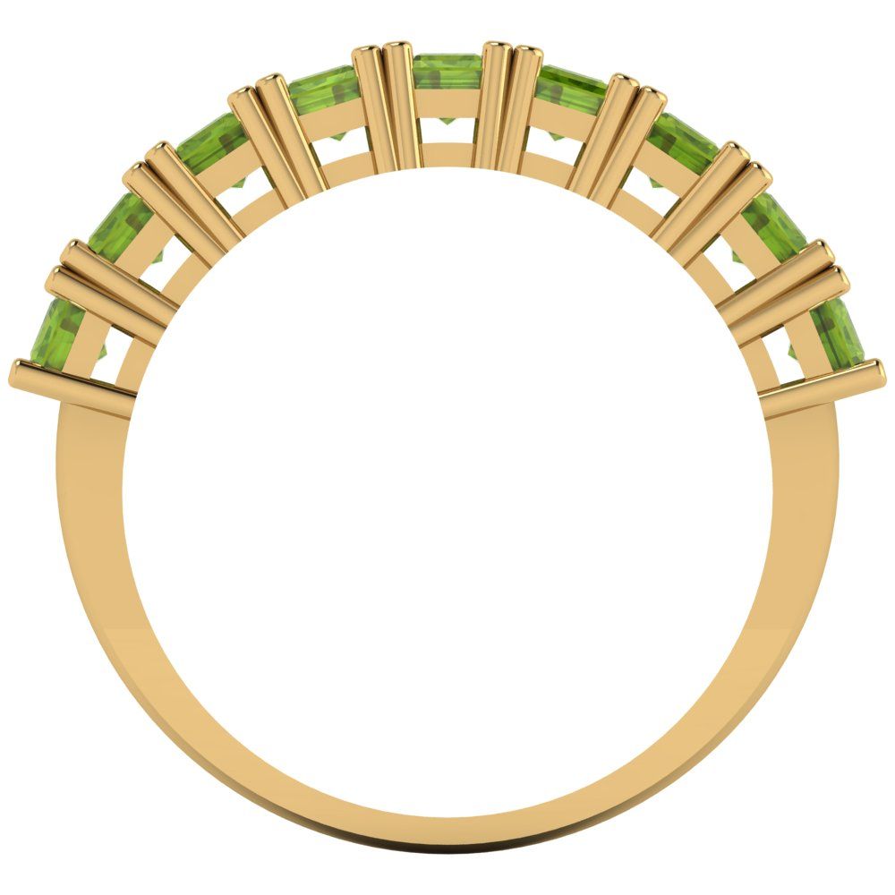 2.61 cttw Natural Peridot Emerald Cut Yellow Gold Eternity Wedding Band
