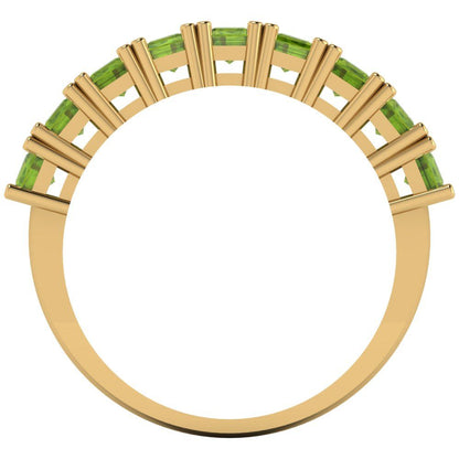 2.61 cttw Natural Peridot Emerald Cut Yellow Gold Eternity Wedding Band