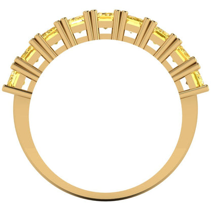 2.61 cttw Simulated Yellow Diamond Emerald Cut Yellow Gold Eternity Wedding Band